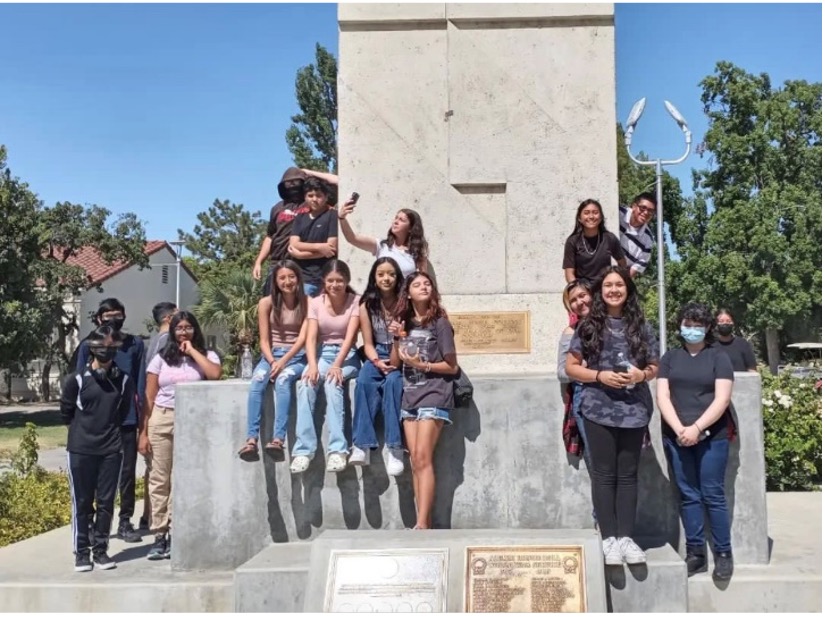 ETS Students on Statue